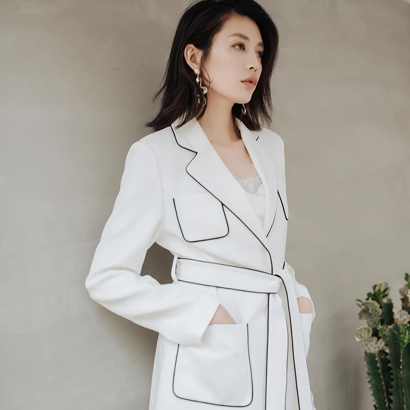 Женский Пижамный костюм EWQ тонкий в полоску с длинным рукавом и вырезом лодочкой