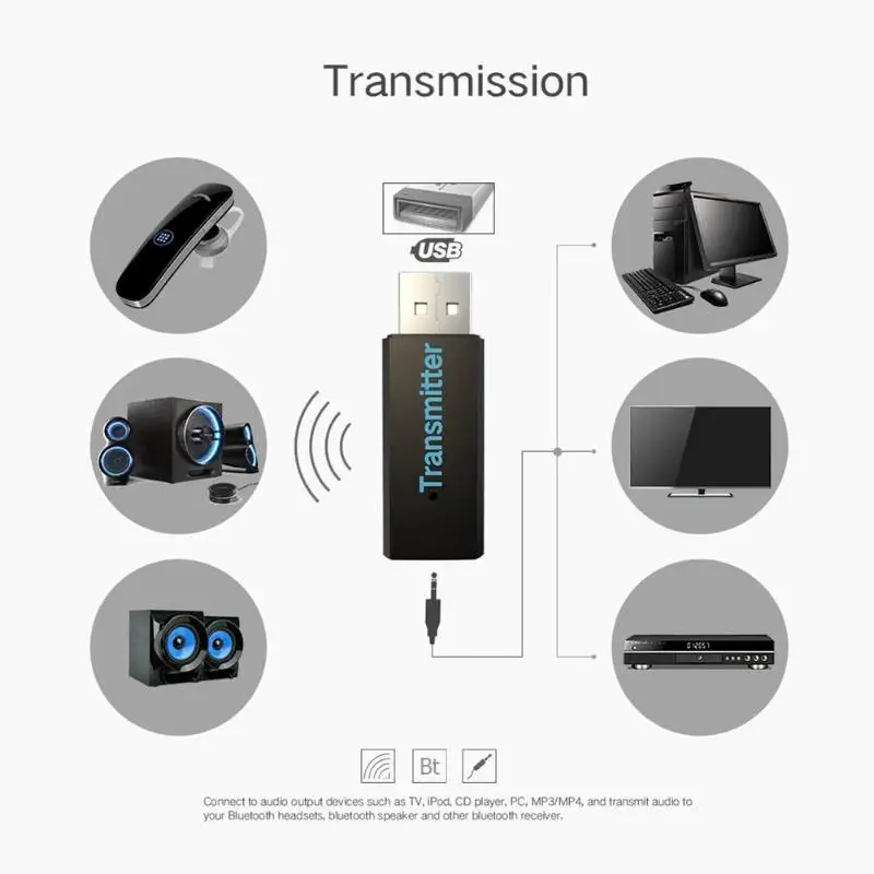 Bluetooth 3 0 передатчик портативный стерео аудио беспроводной USB адаптер Dongles для ТВ PC