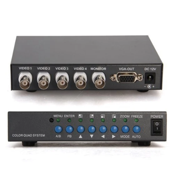 VGA 4CH цветная CCTV камера безопасности видео процессор Quad Splitter дистанционное