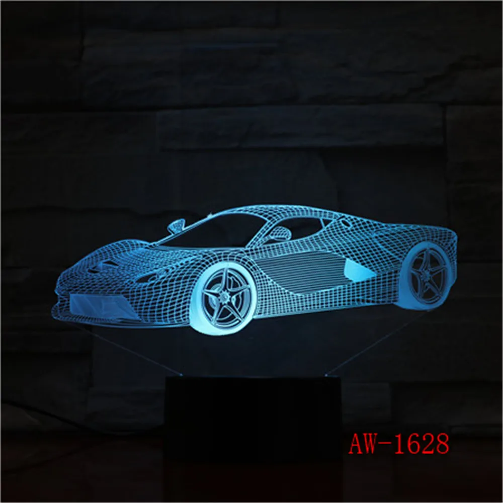 

Modern Super Sports Car 3D 7 Color Lamp Visual Led Night Lights For Kids Touch Usb Table Lampara Lampe Dropshipping AW-1628