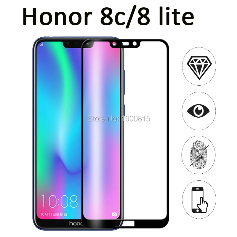 Защитное стекло для honor 8c 8 lite Защита экрана huawei чехол c8 c светлое закаленное honer hono