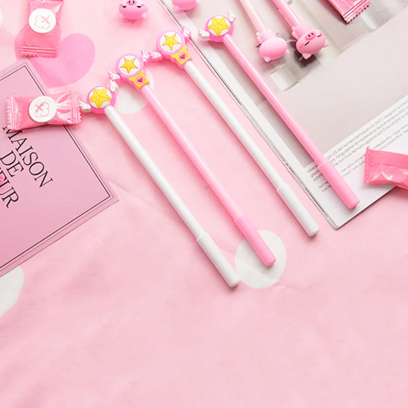 0 5 мм Kawaii розовый гель ручка прекрасный чистый цвет звезда крылья нейтральные