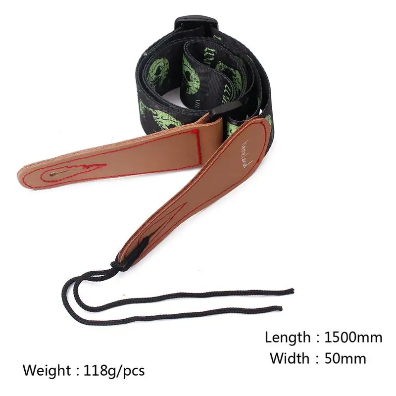 Регулируемая гитара зеленый череп с принтом для гитары ремни Классическая ткань