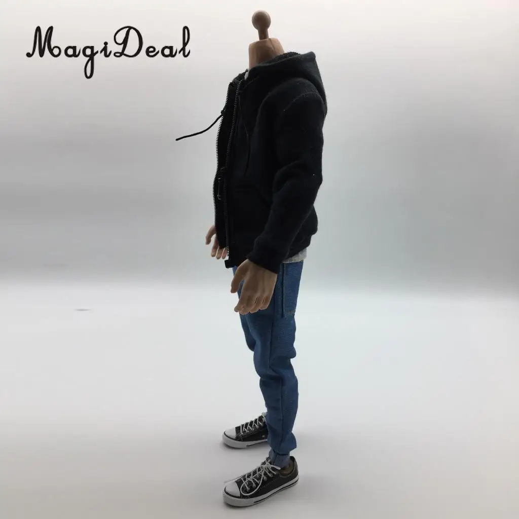 Лидер продаж мужская одежда в масштабе 1/6 MagiDeal черная толстовка футболка джинсы