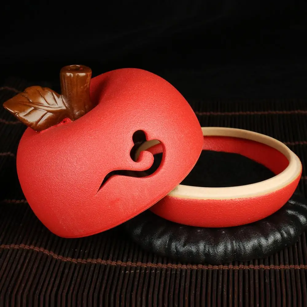 

Apple Incense Burner Ceramic Aromatherapy Furnace With Base Aromatic Home Incense Crafts Incense Holder + 10Pcs Incense Cones