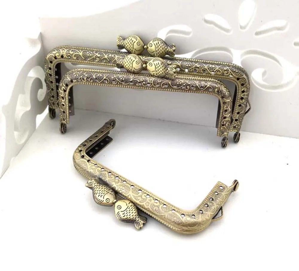 

10pcs 8.5cm 10.5cm 12.5cm DIY Kiss Fish Fishes Head Metal Purse Frame Handle for Bag Sewing Craft Tailor Sewer