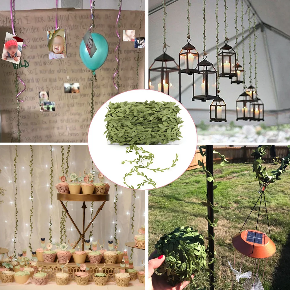 20m Artificial Wicker Leaf Vine DIY Wedding Garland Wreath Fake Greenery Decor | Дом и сад