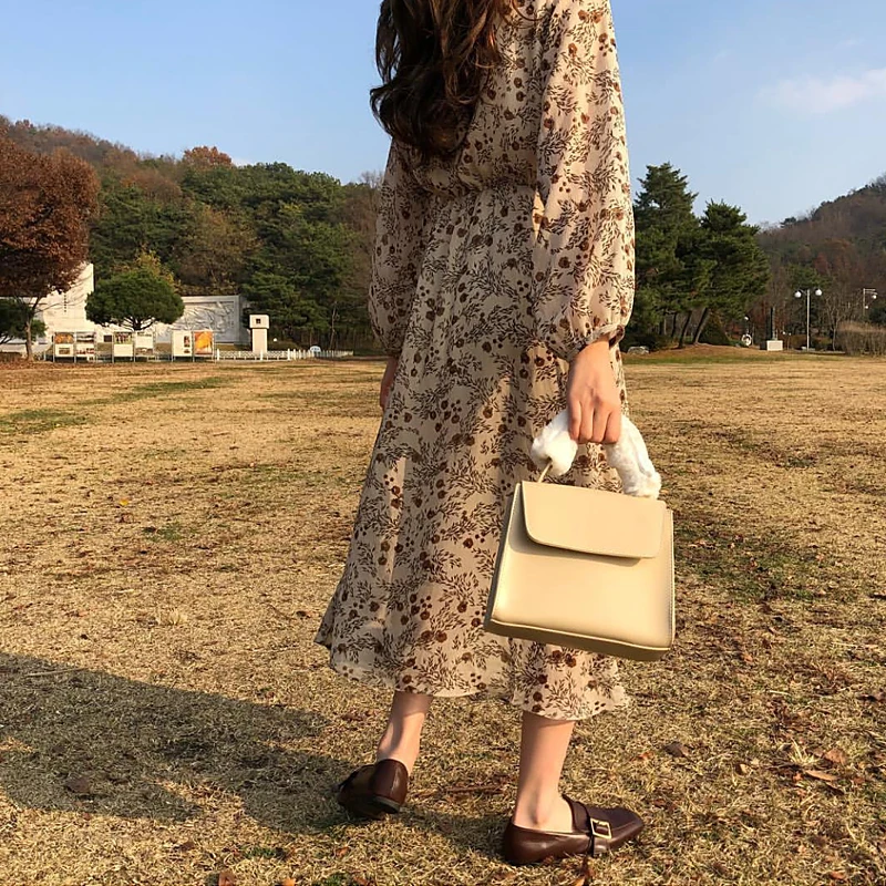 Женское базовое длинное платье винтажное ТРАПЕЦИЕВИДНОЕ ПЛАТЬЕ С Длинным