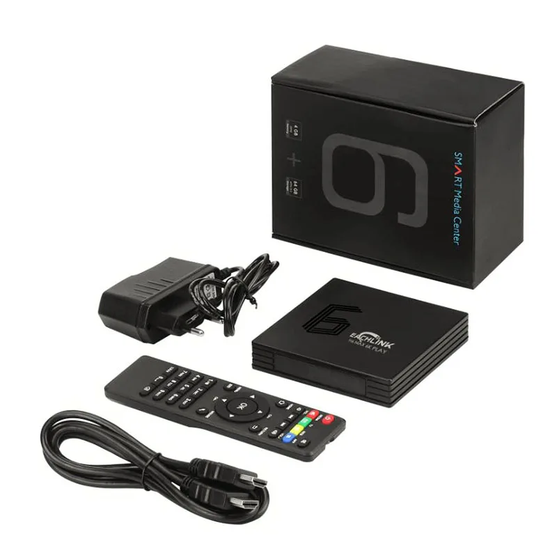 ТВ приставка EACHLINK H6 Max Allwinner Android 9 0 4 Гб RAM 64 ROM 2 4G + 5 8 GWiFi 100 Мбит/с USB3.0 BT4.1 Поддержка 6K