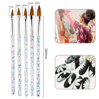 5pcsset different size paint brushes sequin handle artist watercolor gouache drawing nail brush pen school office art supplies