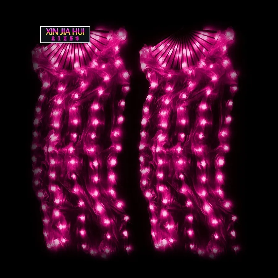 Performance Outfit Heat Sell New Pattern Belly Dance Led Luminescence Sensu Colourful Real Silk Fan Prop |