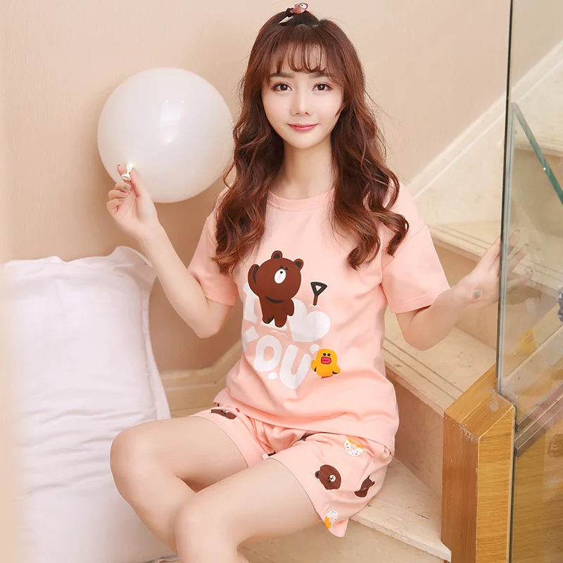 2019 новая модель с коротким рукавом яркие и милые пижамы героями мультфильмов