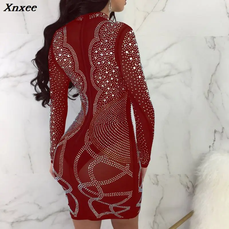 

Xnxee black sexy vestidos bodycon backless patchwork glitter dress fashion woman clothes short dress kleider long sleeve elbise