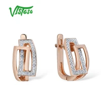 vistoso gold earrings for women genuine 14k 585 rose gold sparkling diamond exquisite anniversary wedding band fine jewelry