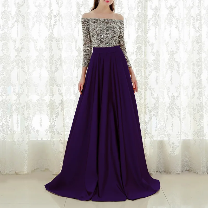 Женское платье с блестками и длинным рукавом длинное макси вечернее свадебное |