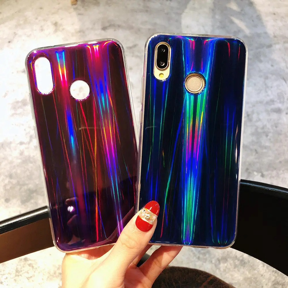 KISSCASE глянцевый Голографический лазерный чехол для Huawei Y5 Y6 Y7 Y9 2018 P9 P8 P10 Lite Prime Mate 9 10