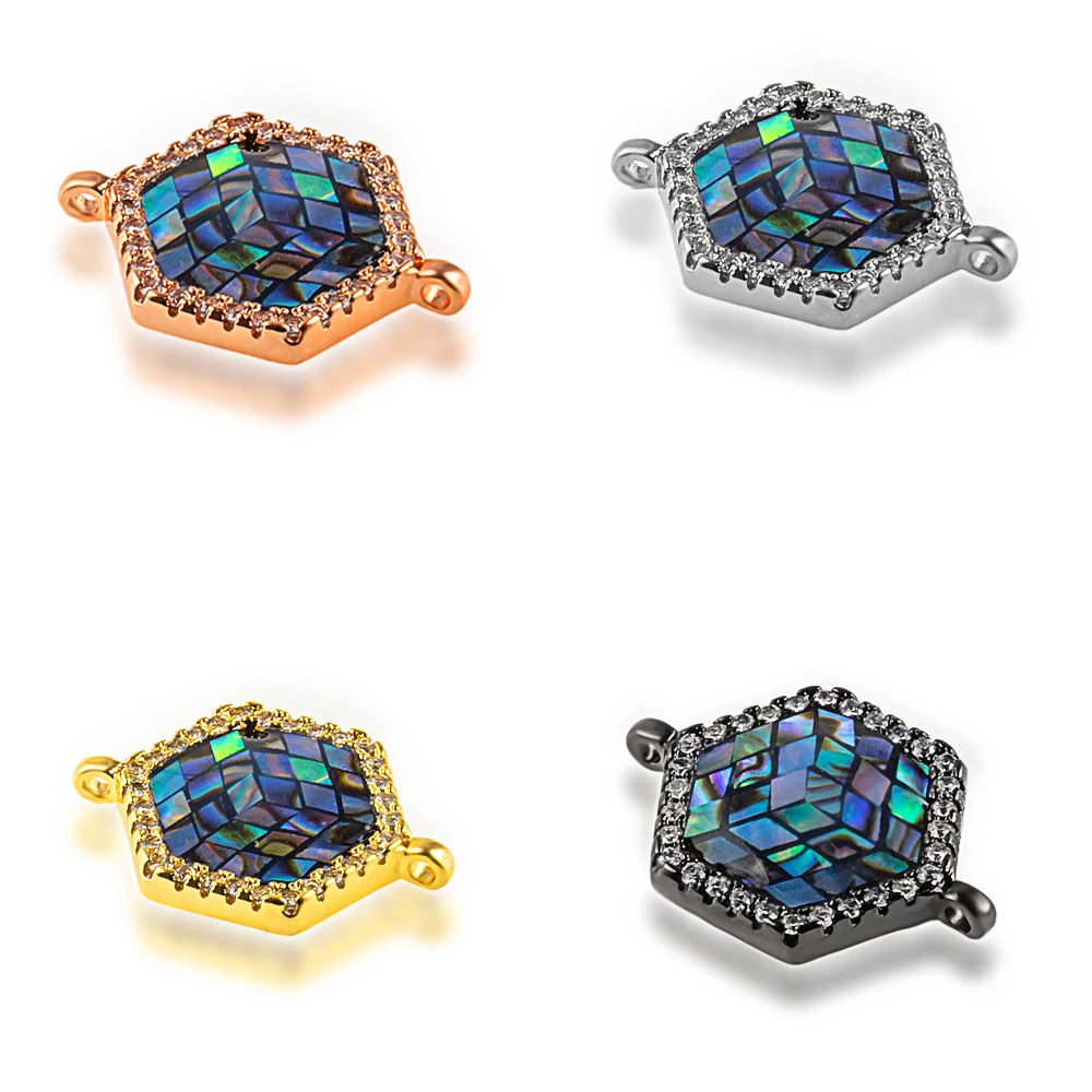20*14mm Pentagonal High Quality DIY Bracelet Jewelry Accessories Making Necklace Pendant Connector Abalone Shell Copper Zirconia | Украшения