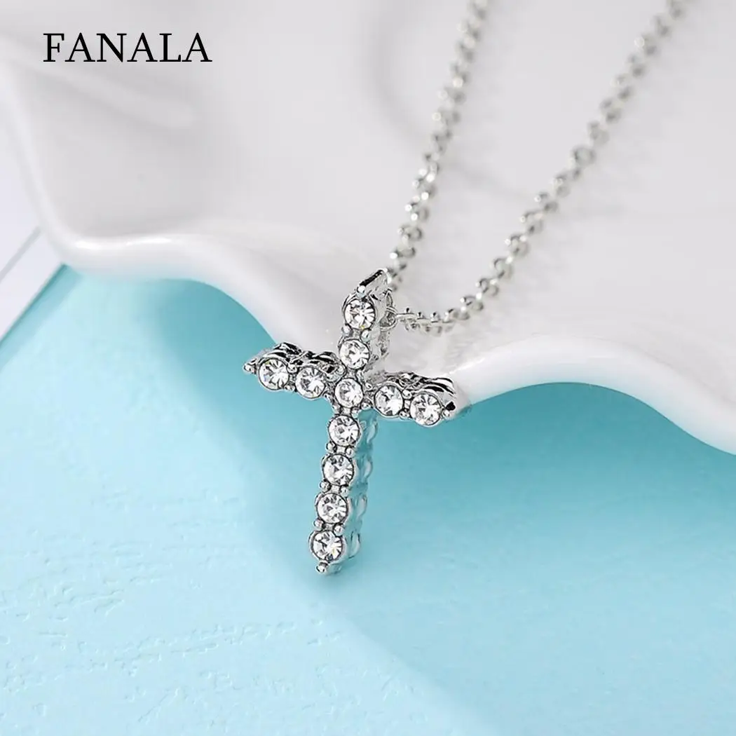 Women Elegant Fashion Rhinestone Inlay Cross Casual Party Daily Life Pendant Necklace Link Chain Gift | Украшения и аксессуары