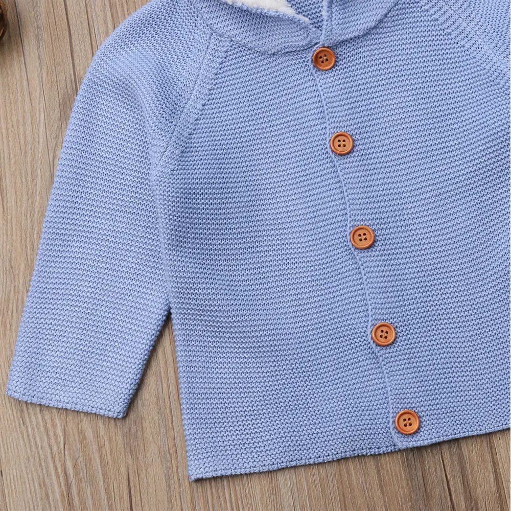 Pudcoco 2019 Brand New Baby Warm Knitted Hooded Coat Button Outerwear Boy Girl Snowsuit Toddler Jacket | Детская одежда и обувь