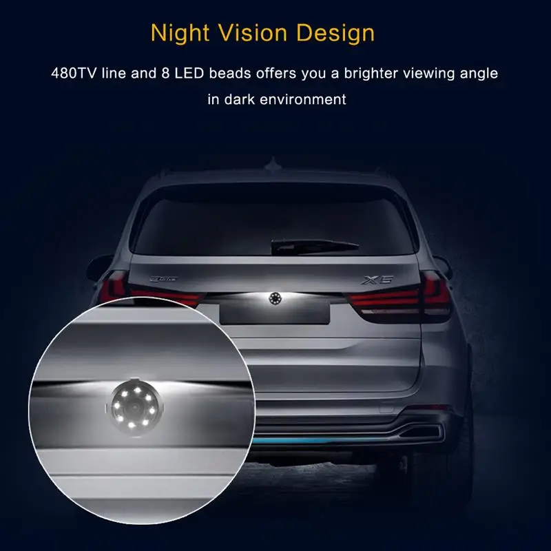 AOZBZ Waterproof Car Backup Camera Rear View 8 LED Night Vision 170 Degree Parking System For 12V Cars | Автомобили и мотоциклы