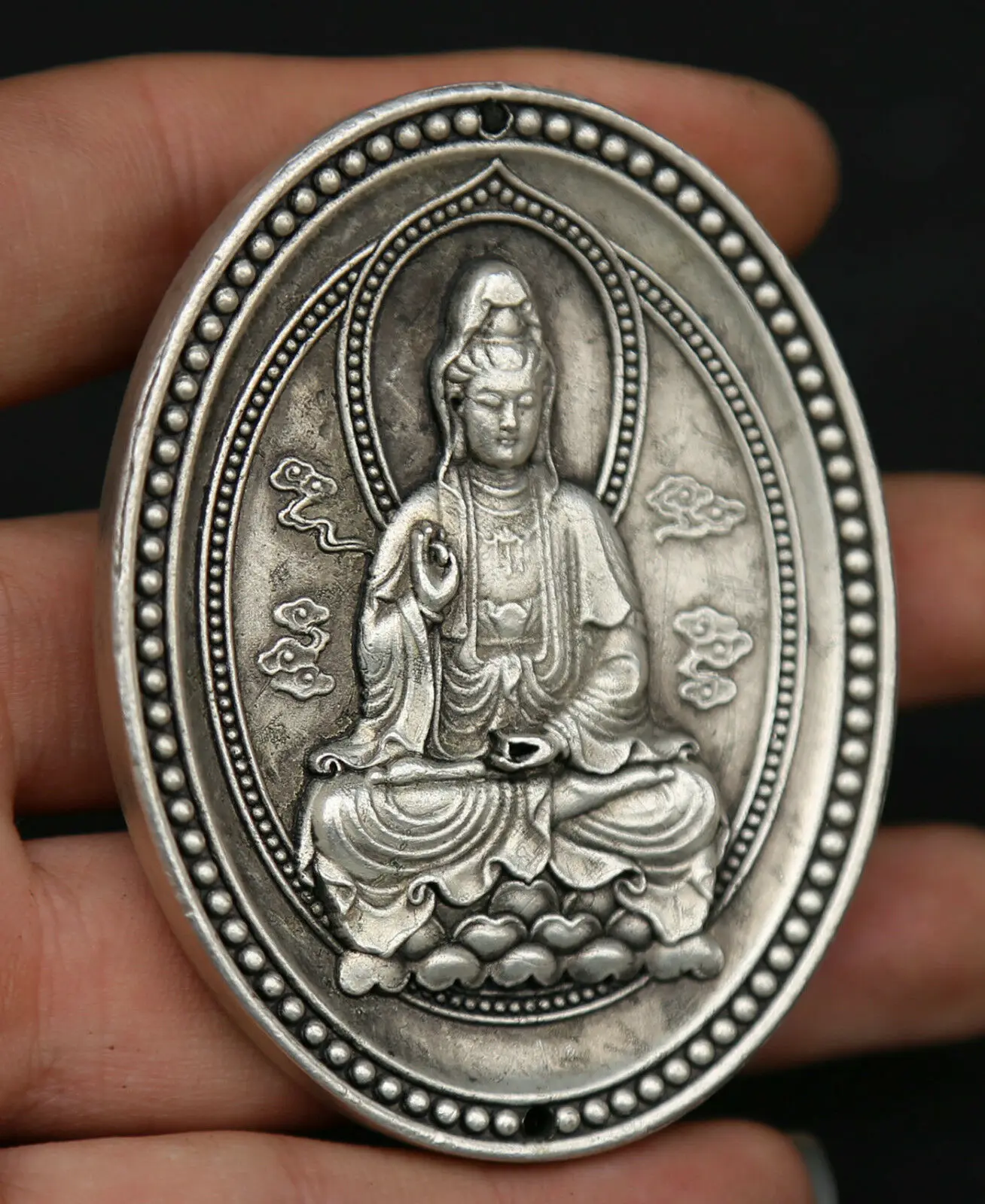 Китайские Серебряные бокалы для вина буддизм Kwan-yin Guan Yin Boddhisattva амулет кулон