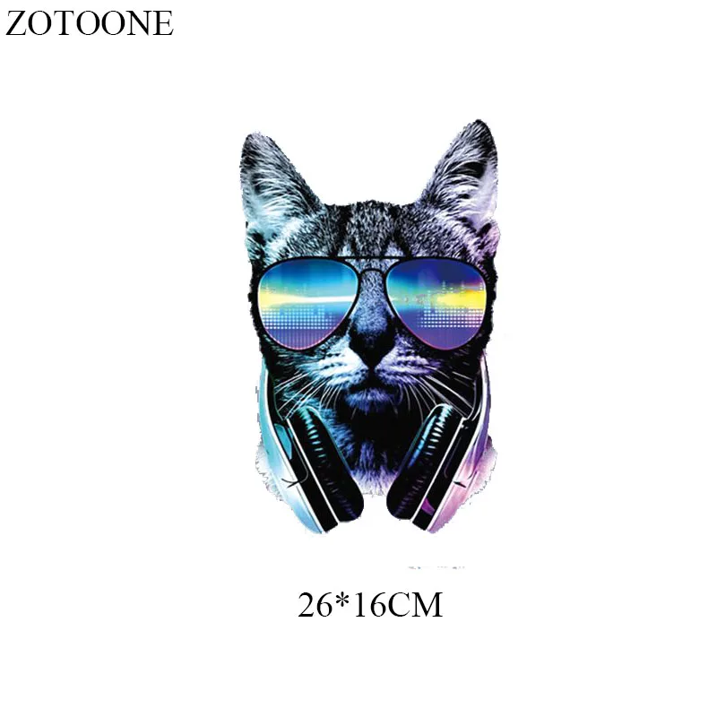 Нашивки ZOTOONE Cool Glasses Cat для футболки одежды термопечать с аппликацией и