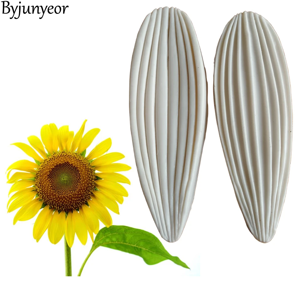 Byjunyeor 2 шт./компл. силиконовая форма в виде лепестков подсолнуха для помадки