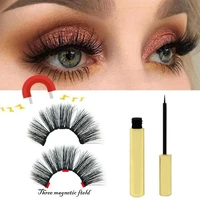 1 set natural three magnetic false eyelashes with magnetic liquid eyeliner 3d ultra thinner makeup lashes extension eye make up