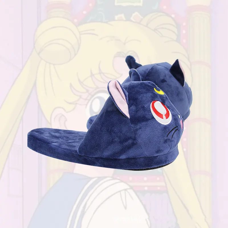 Плюшевые тапочки Luna в виде кота и розовой Луны Мультяшные удобные мягкие теплые