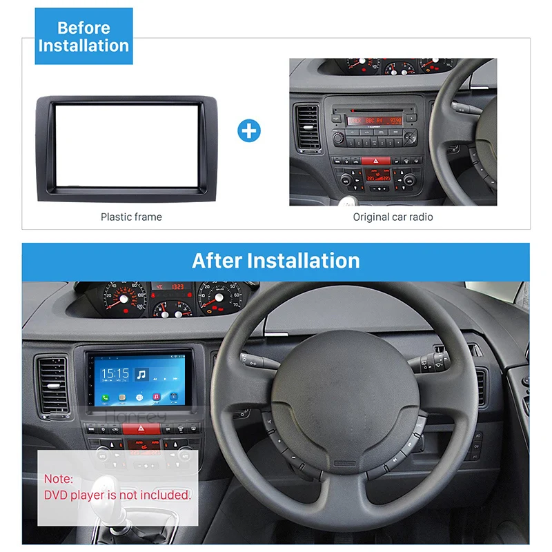 Harfey двойной Din черная Автомобильная стереопластина для 2004 2007 FIAT IDEA CD обшивка