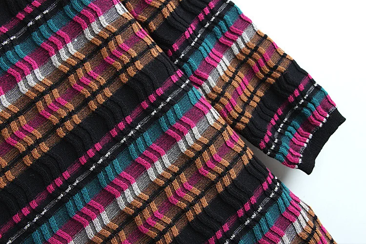 2018 Осень Новый волнистый полосатый круглый воротник пуловер вязать средней