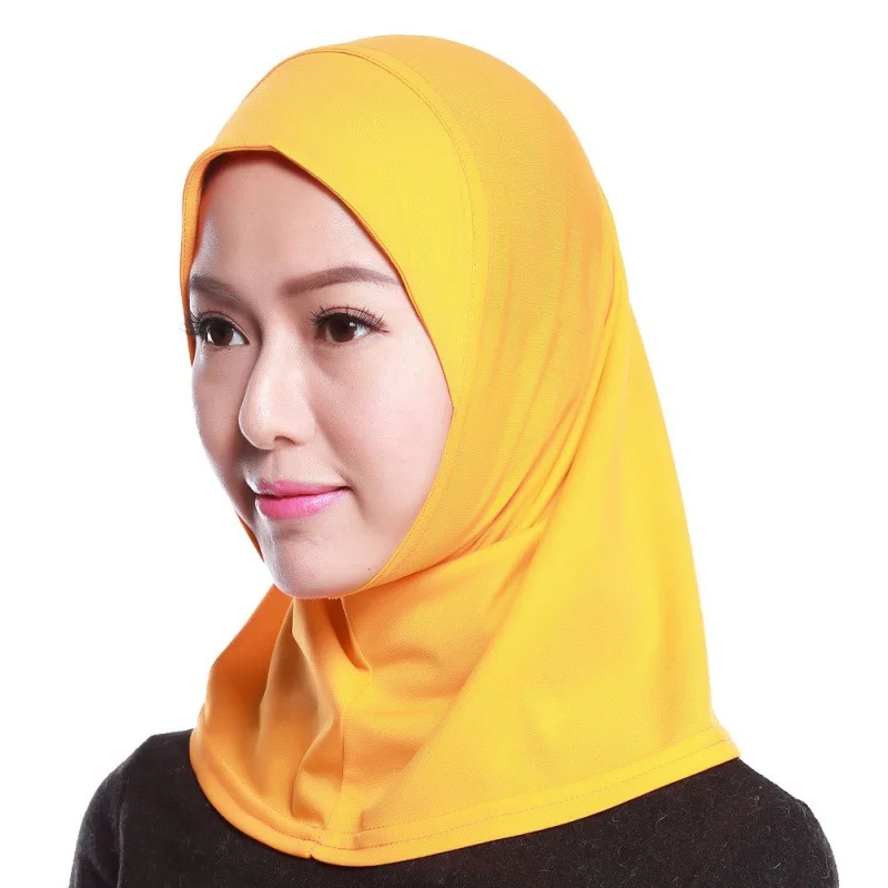 Мода лето мусульманин Для женщин шифон Джерси Hijabdress Исламская Костюмы черный