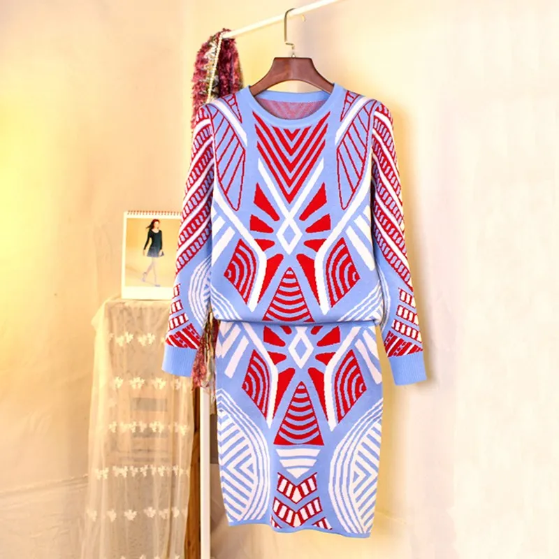 Женский костюм-свитер комплект из 2 предметов с длинными рукавами и