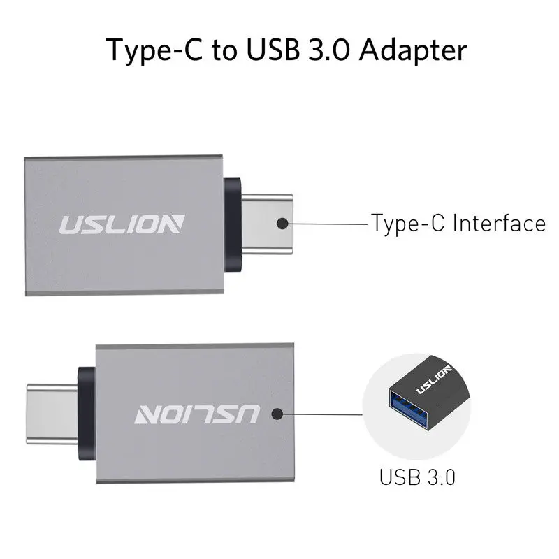Переходник USLION с USB Type c на Usb 3 0 переходник OTG C для Samsung Galaxy S8 S9 адаптер поддержкой