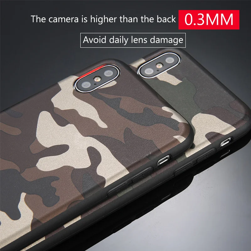 Армейский зеленый камуфляжный чехол для iPhone 7 6 6S 8 Plus мягкие ТПУ Силиконовые
