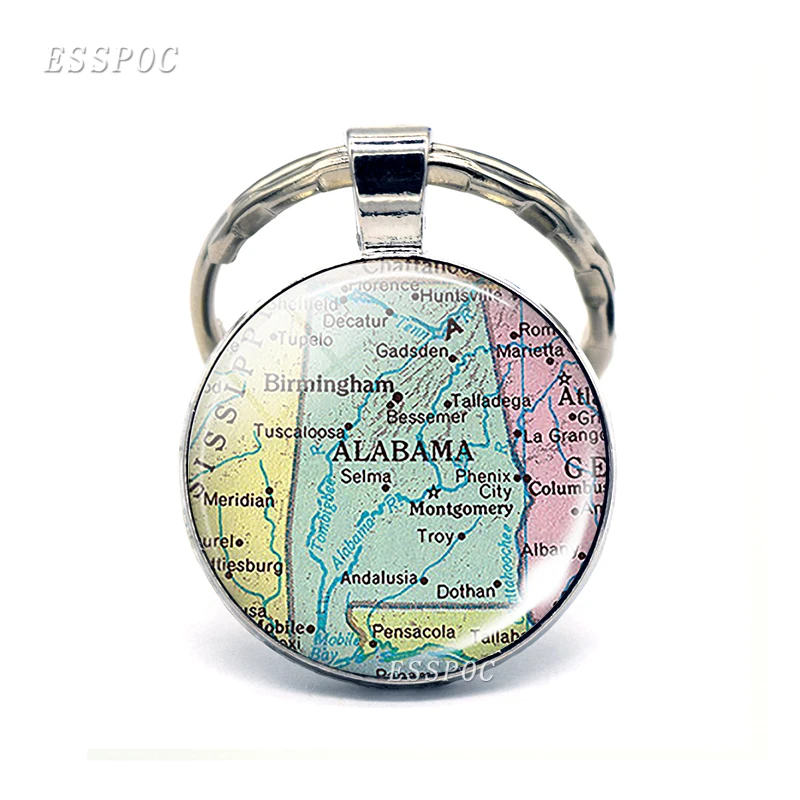 Винтажная американская карта стеклянный кабошон брелок Соединенные Штаты