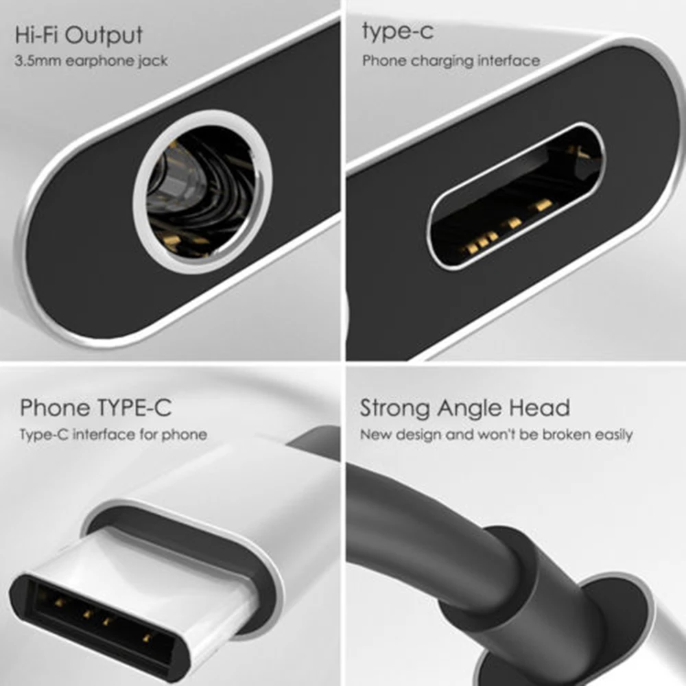 Аудиоразъем Type c для наушников 3 5 мм адаптер зарядное устройство аудиоразъем USB C