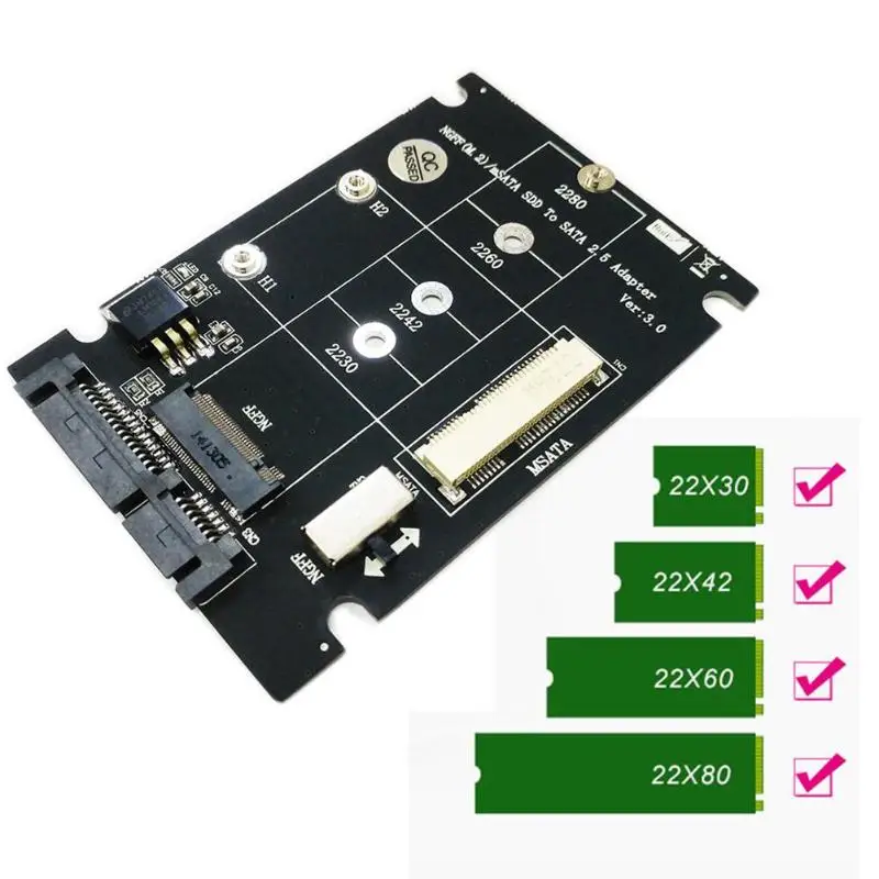 2 в 1 адаптер NGFF M.2 B + M Key Mini PCI E или mSATA SSD к SATA III PCB для полного msata SSD/ 2230/2242/22x80