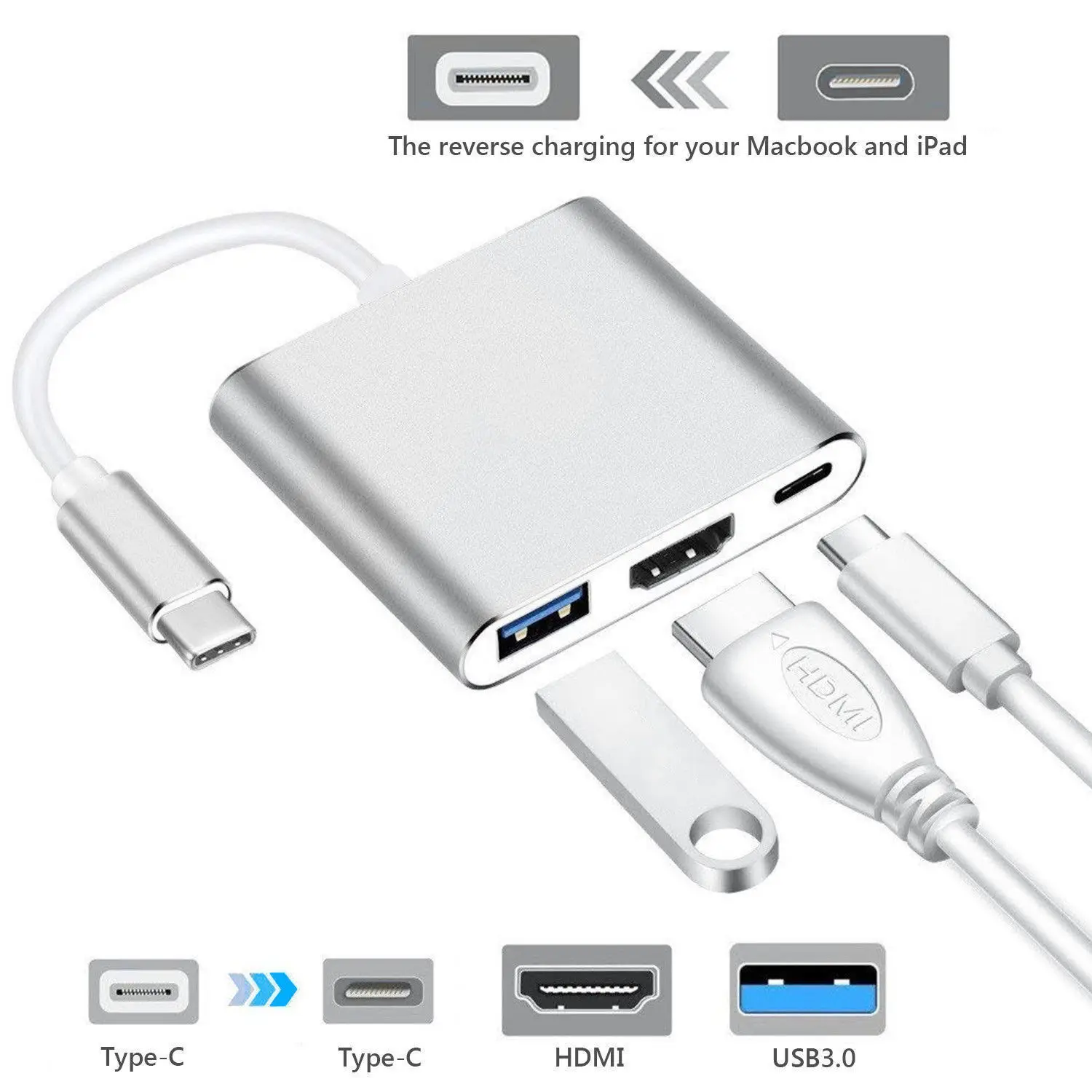 Type C USB 3 1-USB-C 4 K HDMI 0 кабель-адаптер в 1 концентратор для Macbook Pro | Электроника
