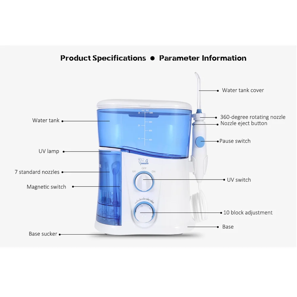 Gustala 1000ml Dental Flosser Portable Oral Floss Irrigator Teeth Care Hygiene Irrigation Set Wholesale | Бытовая техника
