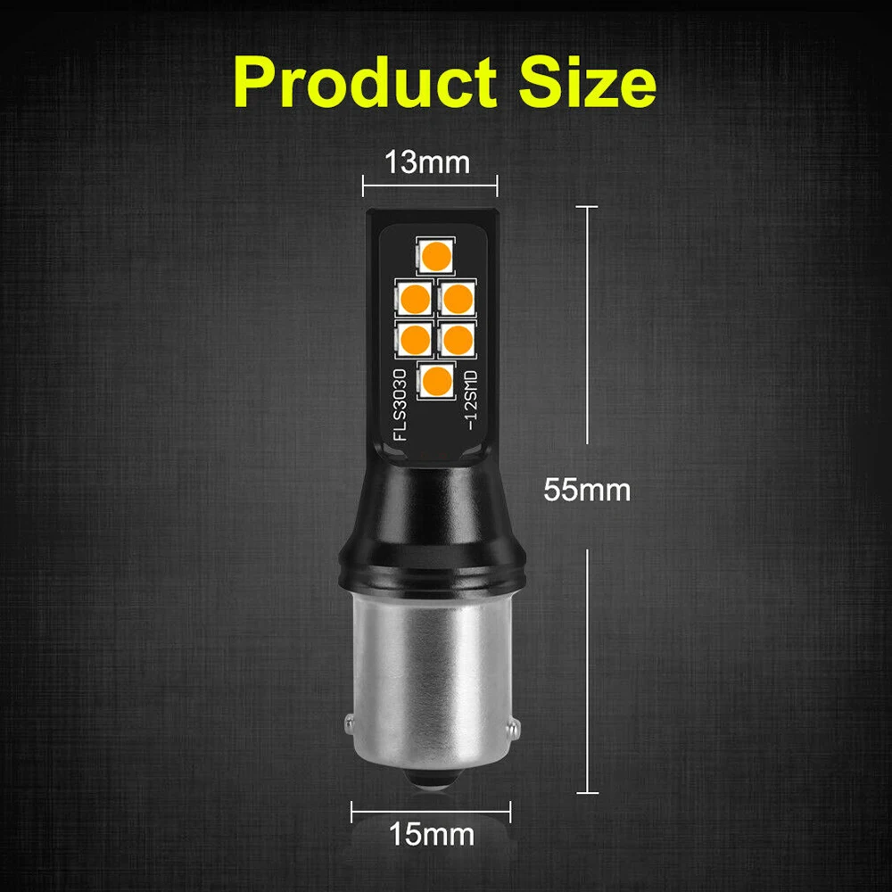 12V LED Lights Signal Lamp 3030 DRL Turn 12SMD Yellow Auto 2pcs Car Reverse Bulbs | Автомобили и мотоциклы