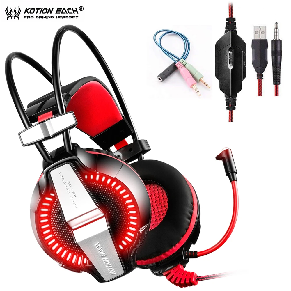 KOTION EACH GS700 3 5 мм игровые Игровые наушники для компьютера с микрофоном стерео Бас