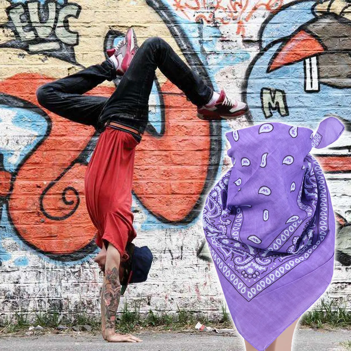 Хип хоп танцевальный квадратный шарф beat boy головной платок Tide Мужской Дикий