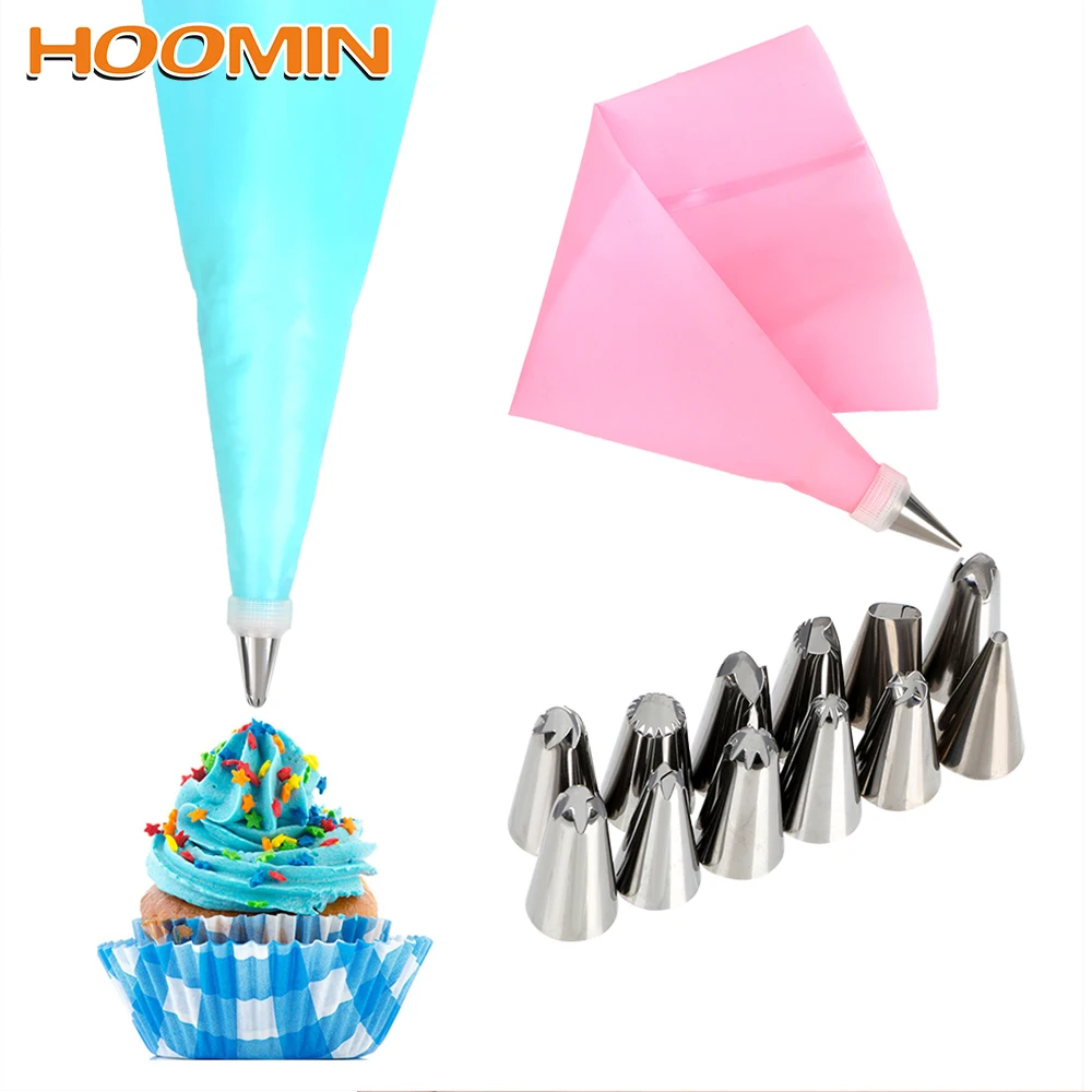 HOOMIN 14 шт./компл. кондитерский мешок с глазурью и кремом + 12 искусственных