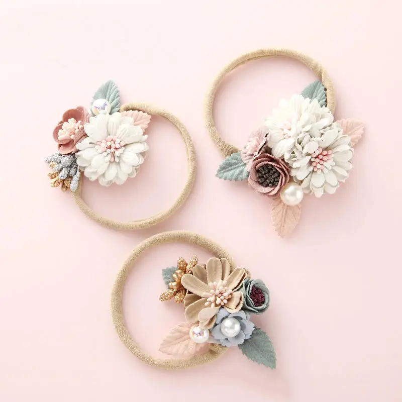 Wecute-Diadema Bandeau para beb&eacute;, banda para el pelo para beb&eacute; con flores, estilo princesa, accesorios para el cabello para ni&ntilde;a-3