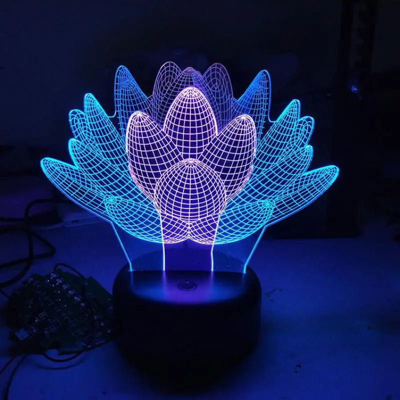 Изнасиловый цветок 3d Визуальный ночник креативный Красочный Usb светодиодный