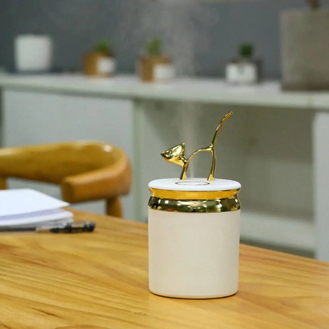 Новый белый золотой мини креативный Q увлажнитель для кошек usb ультразвуковой