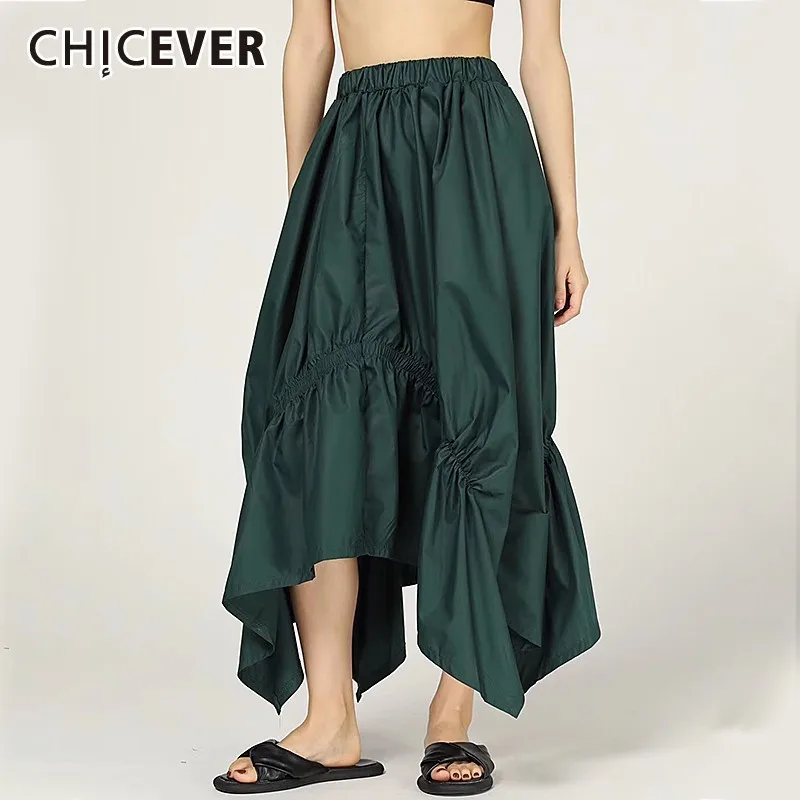 Летняя Повседневная плиссированная Женская юбка CHICEVER с оборками эластичная