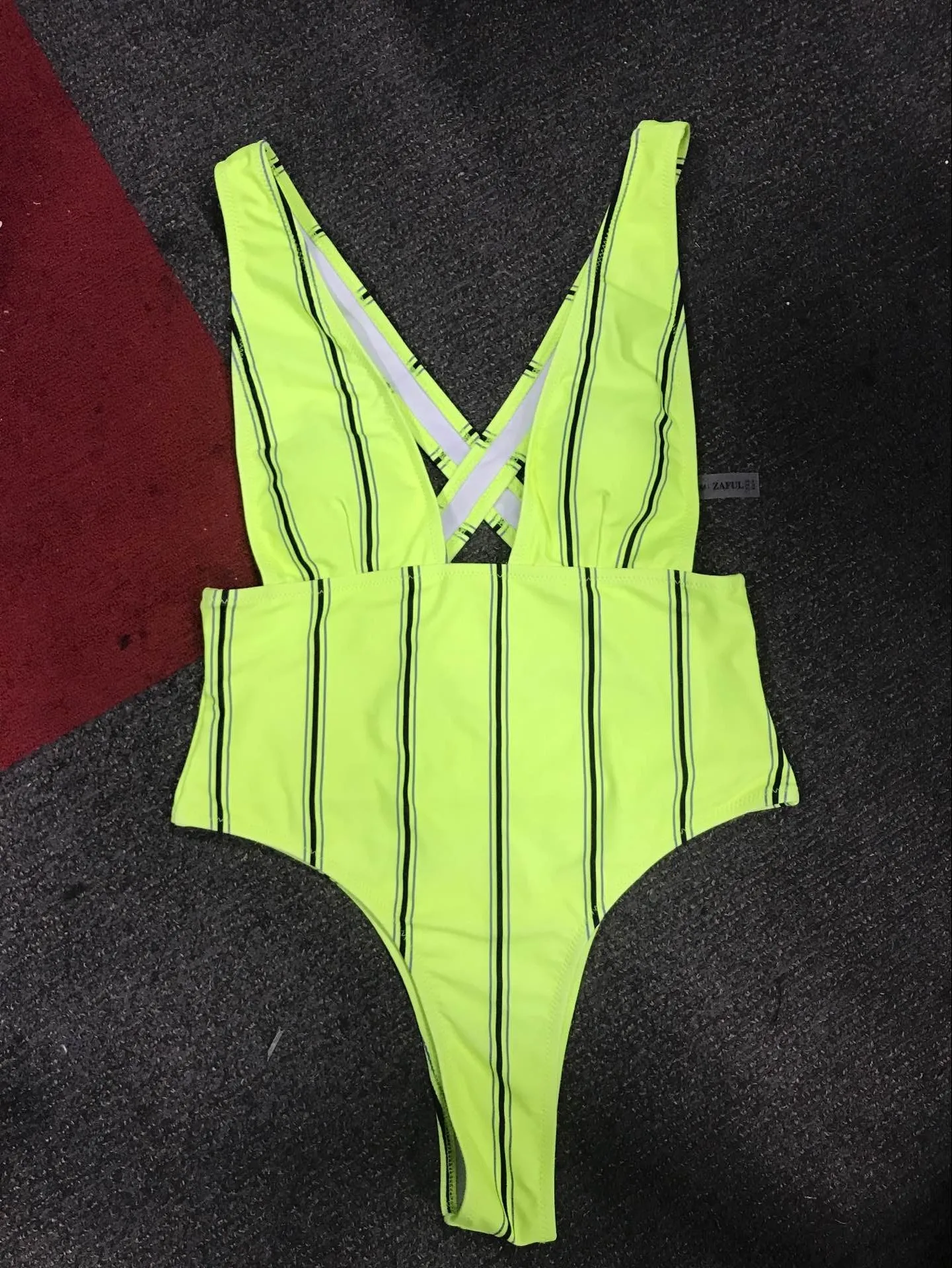 ZAFUL Новый сексуальный женский цельный купальник с подкладкой в полоску