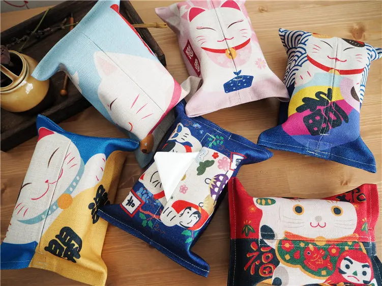 Японское бумажное полотенце lucky cat из хлопка и льна чехол тканевый бумажный мешок